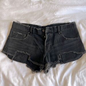 Ksubi black denim cut off jean shorts